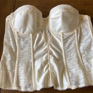 Women's Lace Longline Corset - Full Length Bridal Bra with Garters